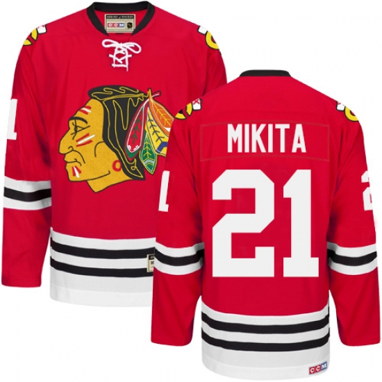 Men's CCM Chicago Blackhawks #21 Stan Mikita Premier Red New Throwback NHL Jersey