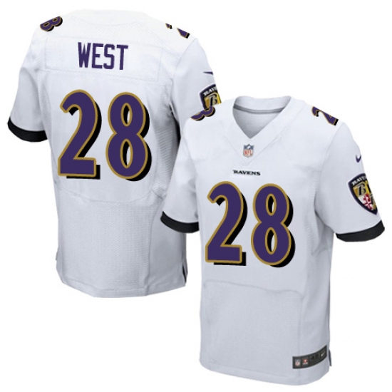 Men's Nike Baltimore Ravens #28 Terrance West Elite White NFL Jersey - Ujersey