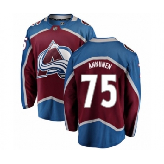 Youth Colorado Avalanche #75 Justus Annunen Authentic Maroon Home Fanatics Branded Breakaway NHL Jersey