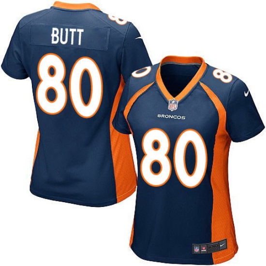 Women's Nike Denver Broncos #80 Jake Butt Game Navy Blue Alternate NFL Jersey - Ujersey
