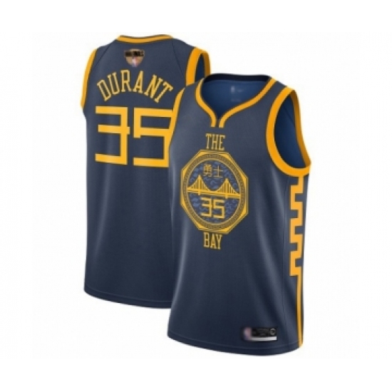 Men's Golden State Warriors #35 Kevin Durant Swingman Navy Blue Basketball 2019 Basketball Finals Bound Jersey - City Edition - Ujersey