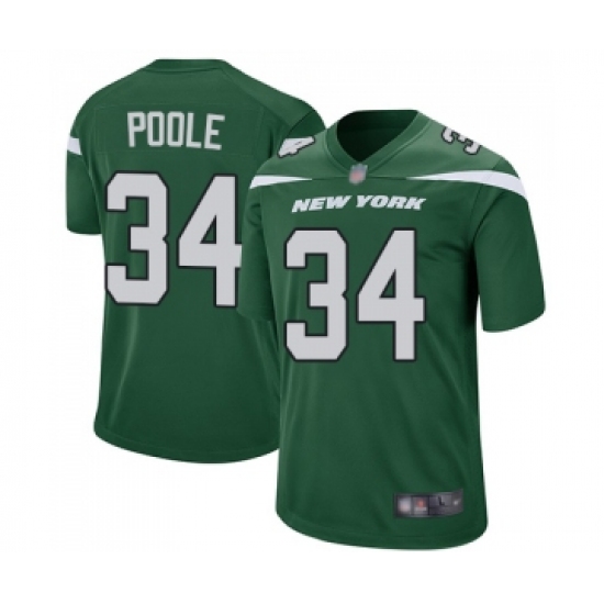 Men's New York Jets #34 Brian Poole Game Green Team Color Football Jersey - Ujersey
