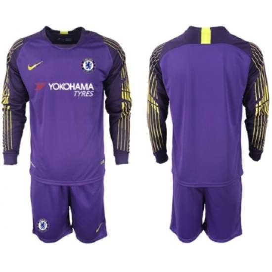 Chelsea Blank Purple Goalkeeper Long Sleeves Soccer Club Jersey