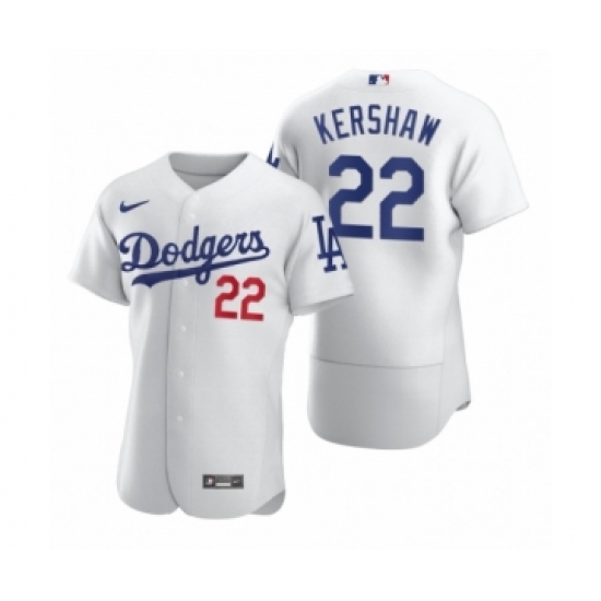 Men's Los Angeles Dodgers #22 Clayton Kershaw Nike White 2020 Authentic Jersey - Ujersey