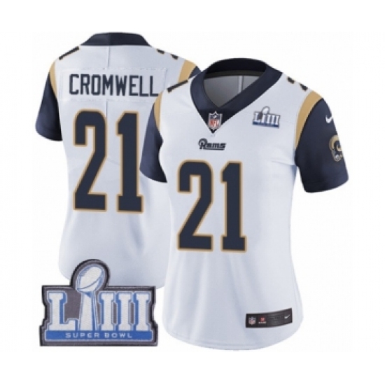 Women's Nike Los Angeles Rams #21 Nolan Cromwell White Vapor Untouchable Limited Player Super Bowl LIII Bound NFL Jersey - Ujersey