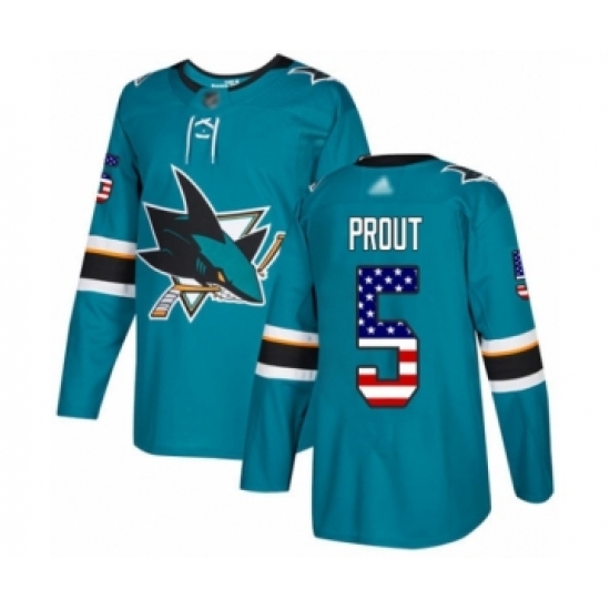 Youth San Jose Sharks #5 Dalton Prout Authentic Teal Green USA Flag Fashion Hockey Jersey