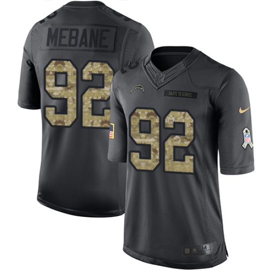 Youth Nike Los Angeles Chargers #92 Brandon Mebane Limited Black 2016 Salute to Service NFL Jersey - Ujersey