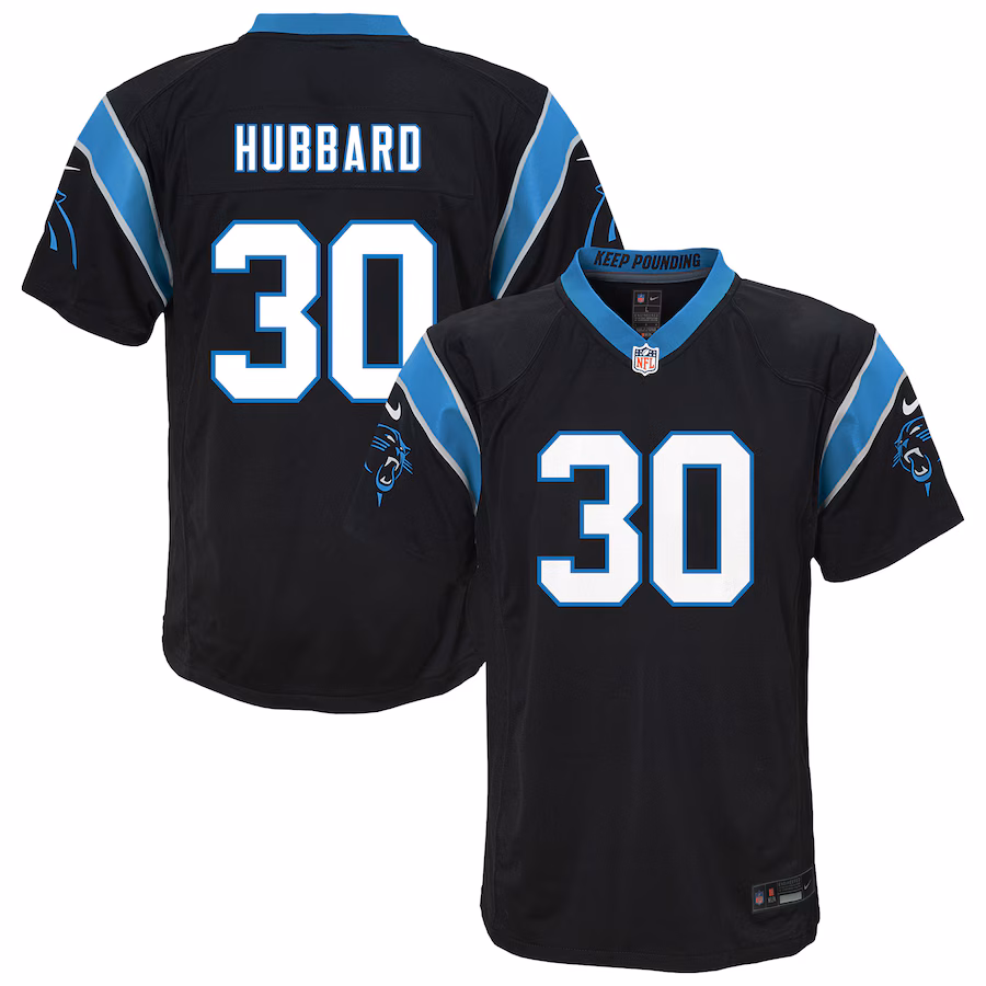 Youth Carolina Panthers Chuba Hubbard Nike Black Team Game Jersey - Ujersey
