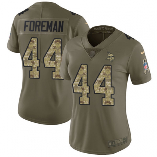 Women's Nike Minnesota Vikings #44 Chuck Foreman Limited Olive/Camo 2017 Salute to Service NFL Jersey - Ujersey