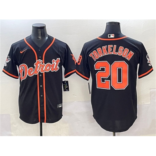Men's Detroit Tigers #20 Spencer Torkelson Black With Cool Base Stitched Baseball Jersey - Ujersey
