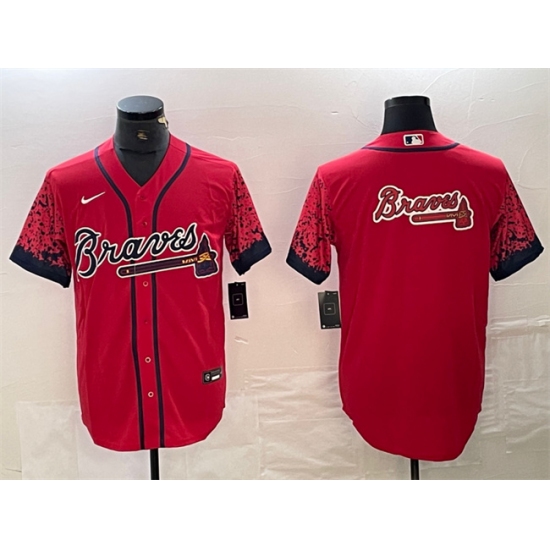 Men's Atlanta Braves Red Team Big Logo City Connect Cool Base Stitched Baseball Jersey - Ujersey