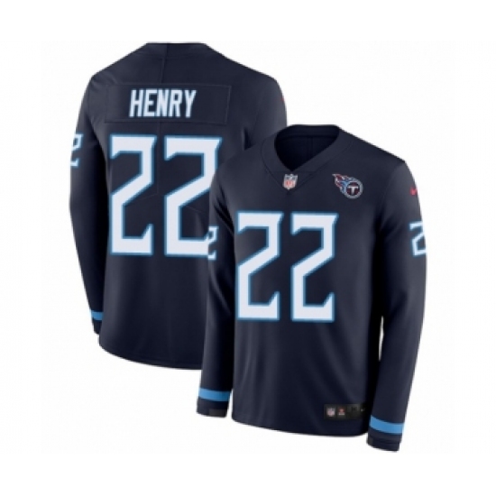 Men's Nike Tennessee Titans #22 Derrick Henry Limited Navy Blue Therma Long Sleeve NFL Jersey - Ujersey