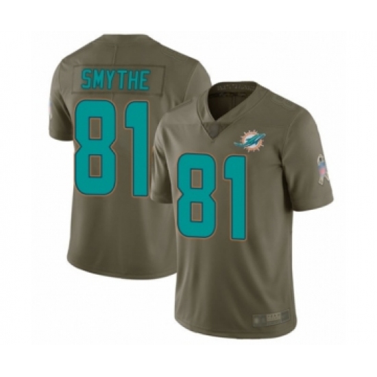 Youth Miami Dolphins #81 Durham Smythe Limited Olive 2017 Salute to Service Football Jersey - Ujersey