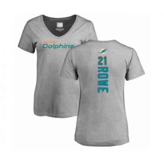 Football Women's Miami Dolphins #21 Eric Rowe Ash Backer T-Shirt - Ujersey