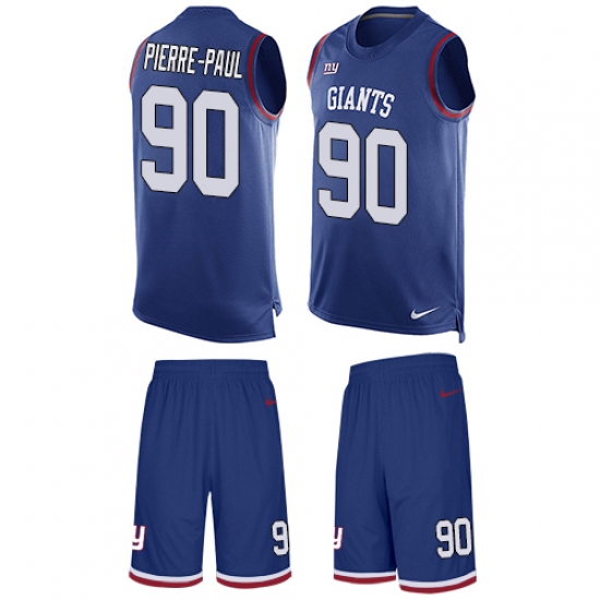 Men's Nike New York Giants #90 Jason Pierre-Paul Limited Royal Blue Tank Top Suit NFL Jersey - Ujersey