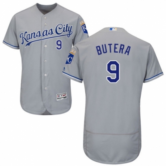 Men's Majestic Kansas City Royals #9 Drew Butera Grey Road Flex Base Authentic Collection MLB Jersey