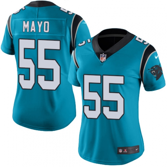 Women's Nike Carolina Panthers #55 David Mayo Blue Alternate Vapor Untouchable Limited Player NFL Jersey - Ujersey
