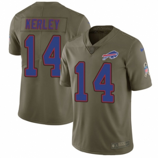 Youth Nike Buffalo Bills #14 Jeremy Kerley Limited Olive 2017 Salute to Service NFL Jersey - Ujersey