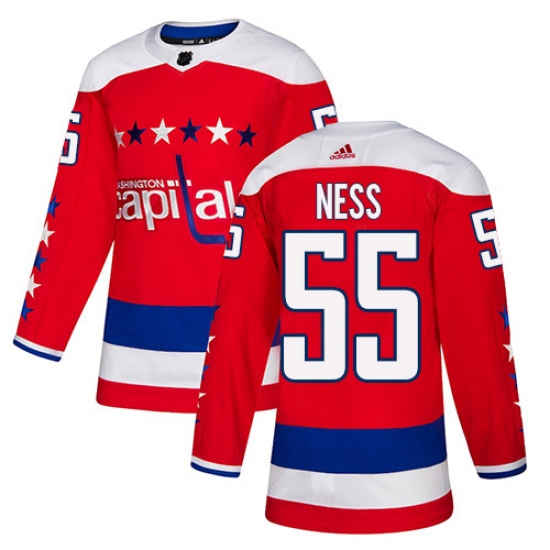 Men's Adidas Washington Capitals #55 Aaron Ness Authentic Red Alternate NHL Jersey - Ujersey