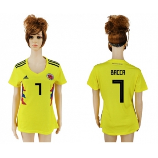 Women's Colombia #7 Bacca Home Soccer Country Jersey