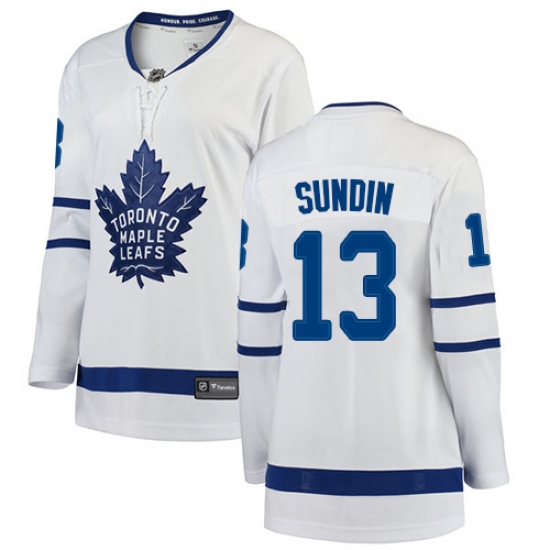 Women's Toronto Maple Leafs #13 Mats Sundin Authentic White Away Fanatics Branded Breakaway NHL Jersey - Ujersey
