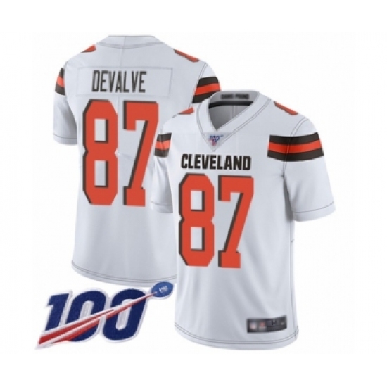 Men's Cleveland Browns #87 Seth DeValve White Vapor Untouchable Limited Player 100th Season Football Jersey - Ujersey