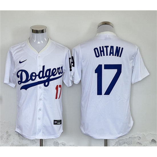 Men's Los Angeles Dodgers #17 Shohei Ohtani White Home Limited Stitched Baseball Jersey - Ujersey