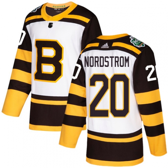 Youth Adidas Boston Bruins #20 Joakim Nordstrom Authentic White 2019 Winter Classic NHL Jersey - Ujersey