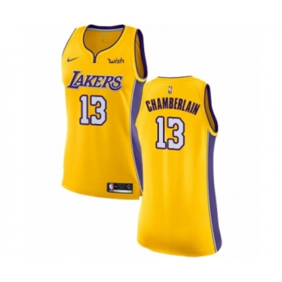 Women's Los Angeles Lakers #13 Wilt Chamberlain Authentic Gold Home Basketball Jersey - Icon Edition - Ujersey