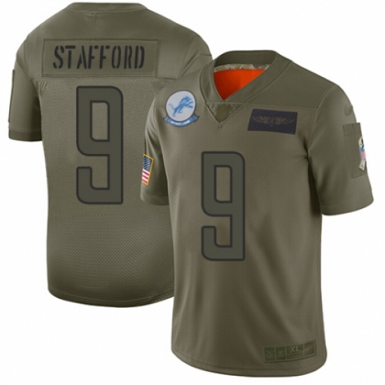 Women's Detroit Lions #9 Matthew Stafford Limited Camo 2019 Salute to Service Football Jersey - Ujersey