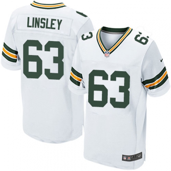 Men's Nike Green Bay Packers #63 Corey Linsley Elite White NFL Jersey - Ujersey