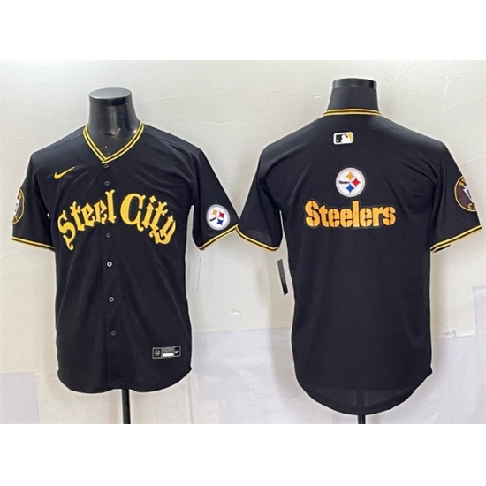 Men's Pittsburgh Steelers Blank Black 412 Vapor Premier Limited Stitched Baseball Jersey - Ujersey