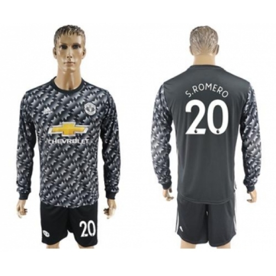 Manchester United #20 S.Romero Black Long Sleeves Soccer Club Jersey