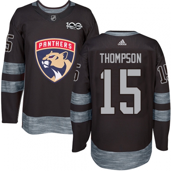 Men's Adidas Florida Panthers #15 Paul Thompson Authentic Black 1917-2017 100th Anniversary NHL Jersey - Ujersey