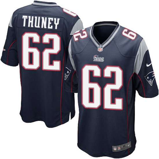 Men's Nike New England Patriots #62 Joe Thuney Game Navy Blue Team Color NFL Jersey - Ujersey