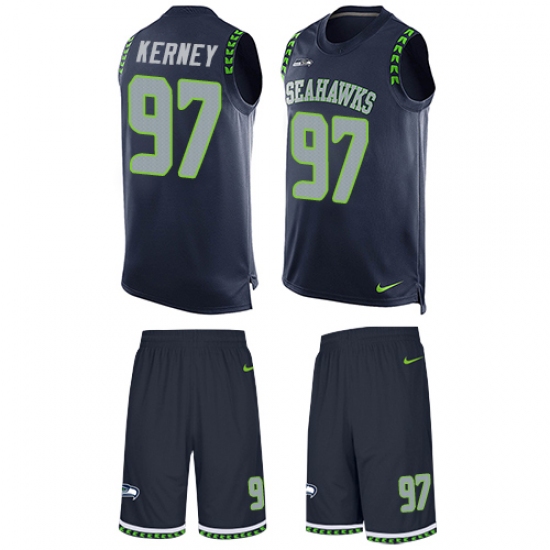 Men's Nike Seattle Seahawks #97 Patrick Kerney Limited Steel Blue Tank Top Suit NFL Jersey - Ujersey