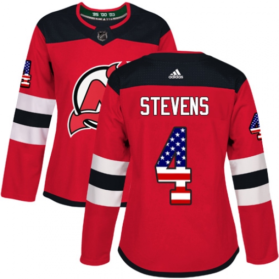 Women's Adidas New Jersey Devils #4 Scott Stevens Authentic Red USA Flag Fashion NHL Jersey - Ujersey