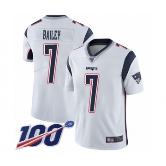Youth New England Patriots #7 Jake Bailey White Vapor Untouchable Limited Player 100th Season Football Jersey - Ujersey