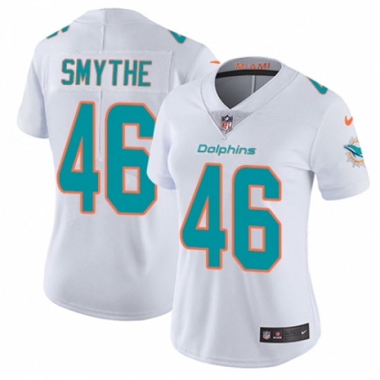 Women's Nike Miami Dolphins #46 Durham Smythe White Vapor Untouchable Elite Player NFL Jersey - Ujersey