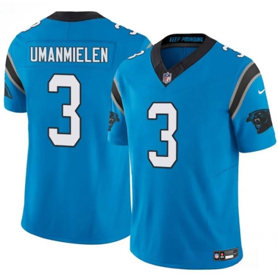 Men's Carolina Panthers #3 Princely Umanmielen Blue 2025 F.U.S.E. Vapor Limited Stitched Football Jersey - Ujersey