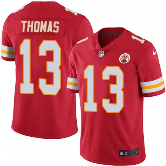 Men's Nike Kansas City Chiefs #13 De'Anthony Thomas Red Team Color Vapor Untouchable Limited Player NFL Jersey - Ujersey