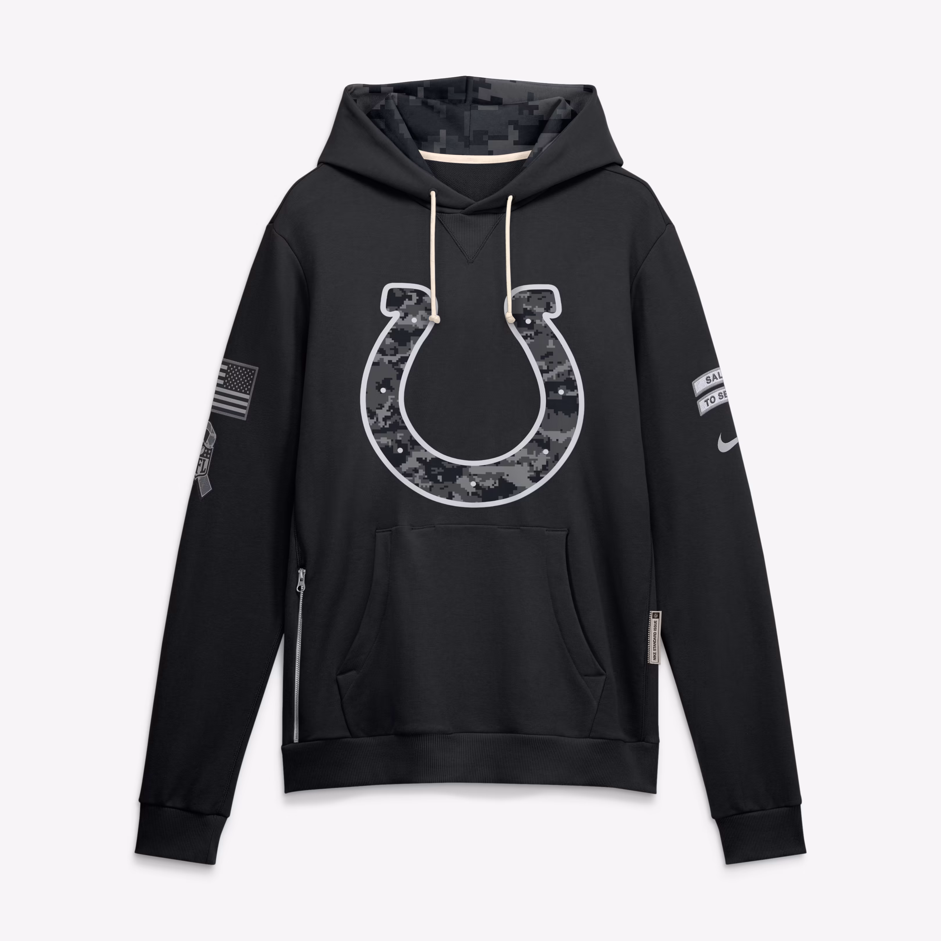 Men's Indianapolis Colts  Nike Black 2026 Salute to Service Sideline Dri-FIT Pullover Hoodie - Ujersey
