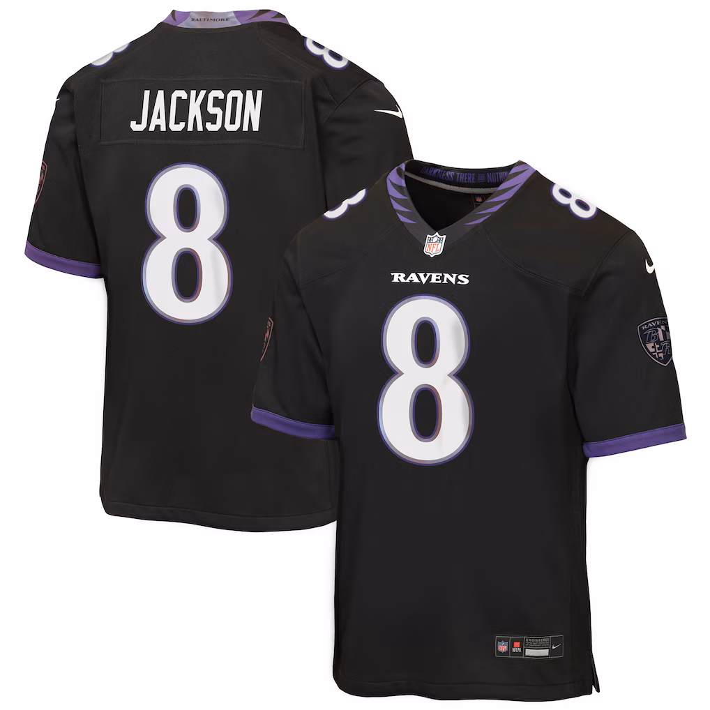Youth Baltimore Ravens Lamar Jackson Nike Black Alternate Game Jersey