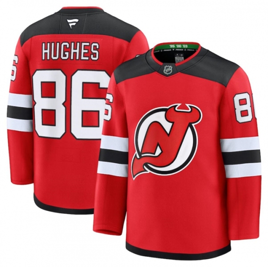Men's New Jersey Devils #86 Jack Hughes Red 2024-25 Home Stitched Hockey Jersey - Ujersey