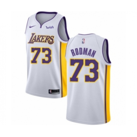 Men's Los Angeles Lakers #73 Dennis Rodman Authentic White Basketball Jersey - Association Edition - Ujersey