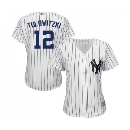Women's New York Yankees #12 Troy Tulowitzki Authentic White Home Baseball Jersey - Ujersey