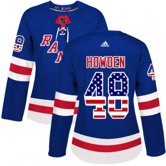 Women's Adidas New York Rangers #48 Brett Howden Authentic Royal Blue USA Flag Fashion NHL Jersey - Ujersey