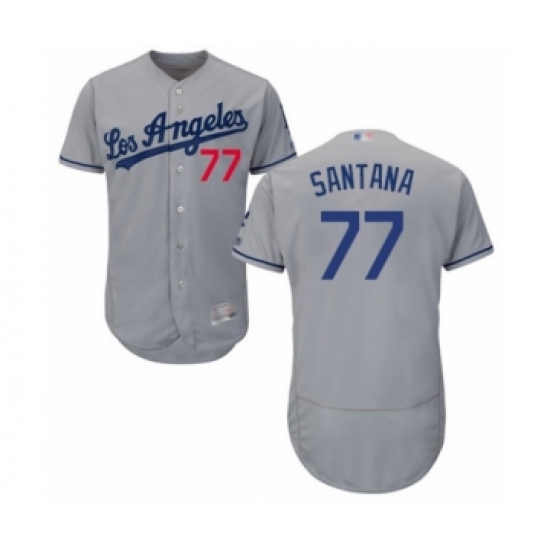 Men's Los Angeles Dodgers #77 Dennis Santana Grey Road Flex Base Authentic Collection Baseball Player Jersey - Ujersey