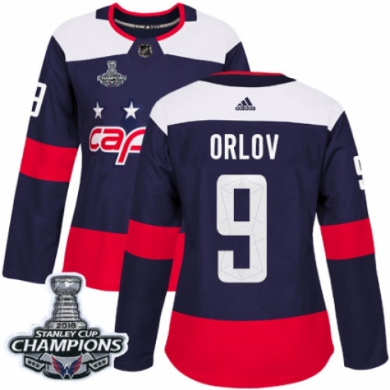 Women's Adidas Washington Capitals #9 Dmitry Orlov Authentic Navy Blue 2018 Stadium Series 2018 Stanley Cup Final Champions NHL Jersey - Ujersey