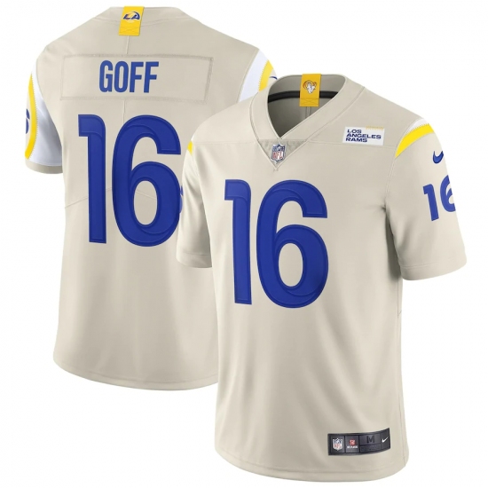 Men's Los Angeles Rams #16 Jared Goff White Nike Bone Vapor Limited Jersey.webp - Ujersey